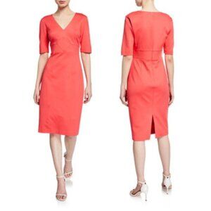 Trina Turk Ashton V-Neck Elbow-Sleeve Scuba Sheath Dress 30747